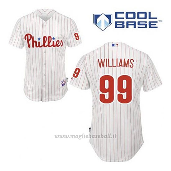 Maglia Baseball Uomo Philadelphia Phillies Mitch Williams 99 Bianco 1ªCool Base
